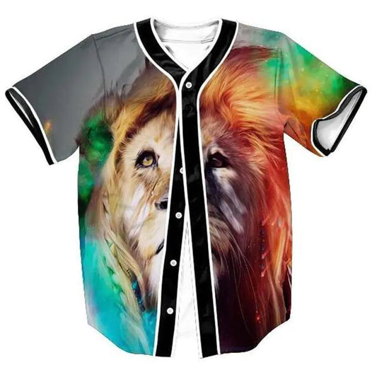 3D Trendy Lion King Printed Button Cardigan Jacket